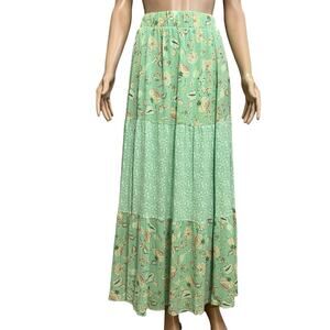 Torrid Washable Gauze Maxi Skirt 2X Tiered Floral Cottagecore Prairie Boho Green